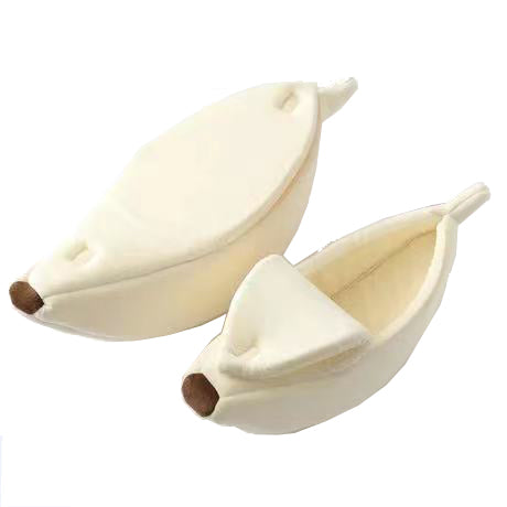 Cozy Banana Peel Pet Bed Plush & Warm Cave House For Cats Small Dogs Pet Beds