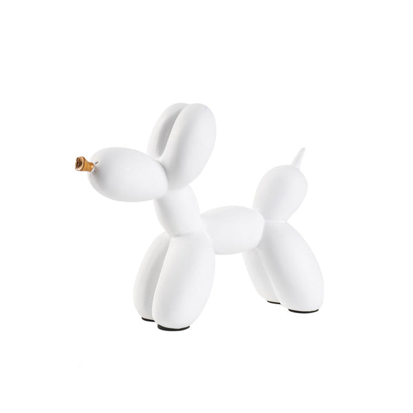 White Modern Resin Balloon Dog Sculpture Playful Art Figurine With Golden Snout Accent Sculptures & Figurines