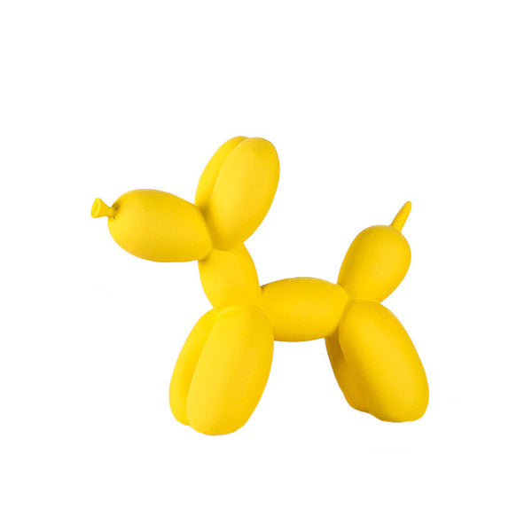 Yellow Modern Resin Balloon Dog Sculpture Playful Art Figurine With Golden Snout Accent Sculptures & Figurines