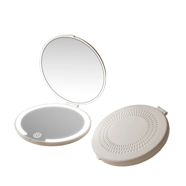 White Led Travel Makeup Mirror Rechargeable Compact With 3 Color Lights 1X/5X Magnification & Smart Auto On/Off Makeup Mirrors