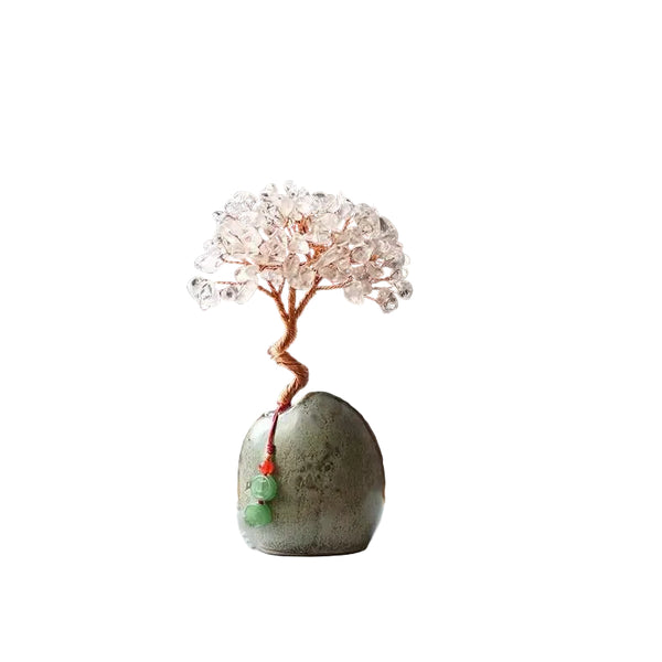 White Crystal Natural Wealth Tree 12Cm Feng Shui Decor Elegant Office Desk Ornament Seasonal Decorations