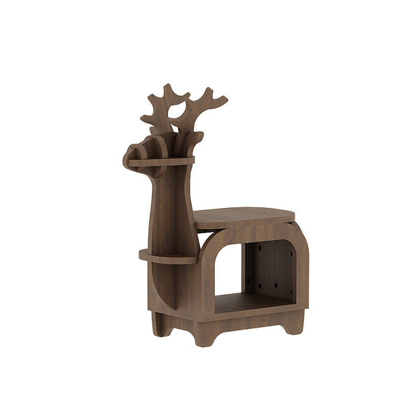 Sub Black Walnut Trumpet Creative Reindeer Shaped Solid Wood Bookshelf For Kids Kids Bookshelves
