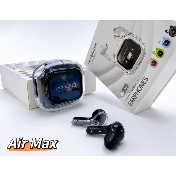 Transparent Tws Wireless With Smart Call Noise Reduction & Led Display Case Bluetooth 5.4 Black Earbuds