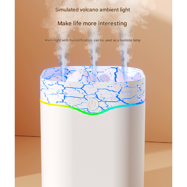 White Volcano Style 2L Cool Mist Humidifier Triple Nozzle With Rgb Led & Quiet Operation Humidifiers