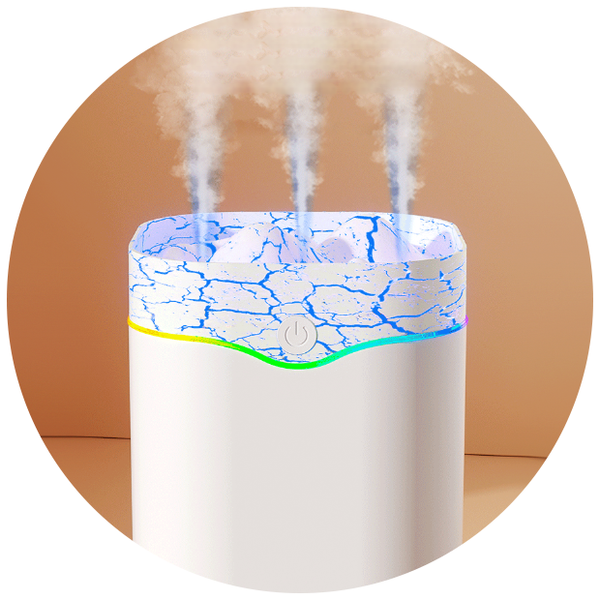 White Volcano Style 2L Cool Mist Humidifier Triple Nozzle With Rgb Led & Quiet Operation Humidifiers
