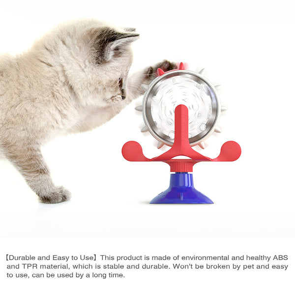 Yellow Interactive Pet Treat Dispenser Spinning Wheel Food Puzzle Toy For Cats & Dogs With Suction Cup Base Dog Toys