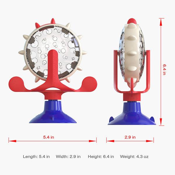 Yellow Interactive Pet Treat Dispenser Spinning Wheel Food Puzzle Toy For Cats & Dogs With Suction Cup Base Dog Toys