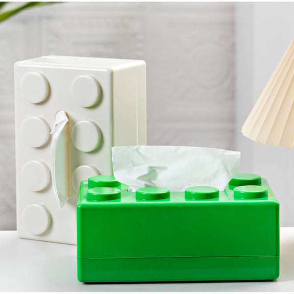 Yellow 2 Pcs Creative Building Block Tissue Box Holder Wall Mounted & Desktop Dispenser For Bathroom Kids Room Office Decor Napkin Rings & Holders