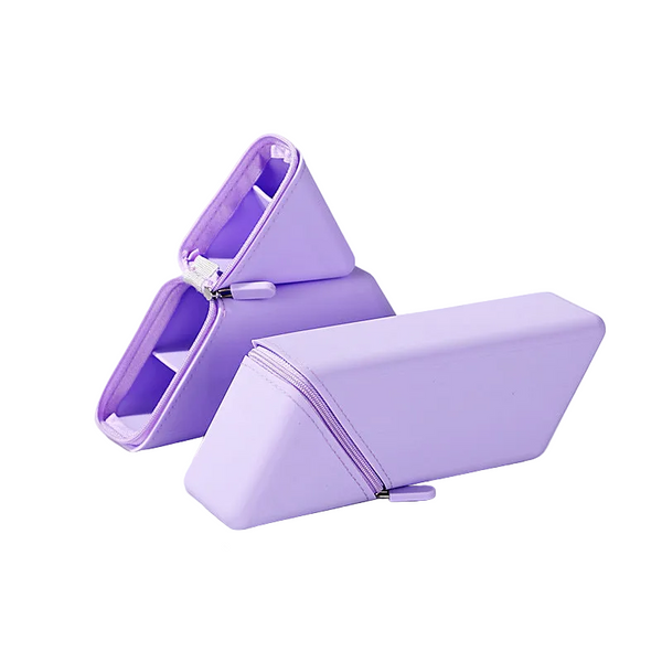 Purple Transforming Silicone Pencil Case Stand Up Pen Holder & Stationery Organizer Pencil Cases