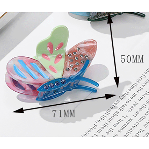 Yellow Pink Blue Stylish 3 Piece Butterfly Acetate Hair Clip Set Clippers & Trimmers