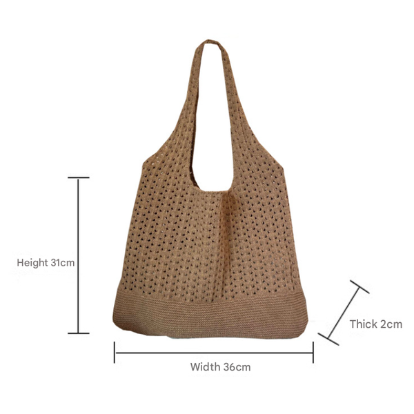White Handwoven Knitted Tote Bag Vintage Style Shoulder Women's Bags & Handbags