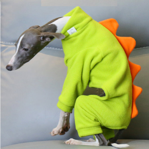 Xl Adorable Dinosaur Fleece Dog Jumpsuit Warm Winter Pajamas For Whippets & Italian Greyhounds Dog Clothing & Shoes
