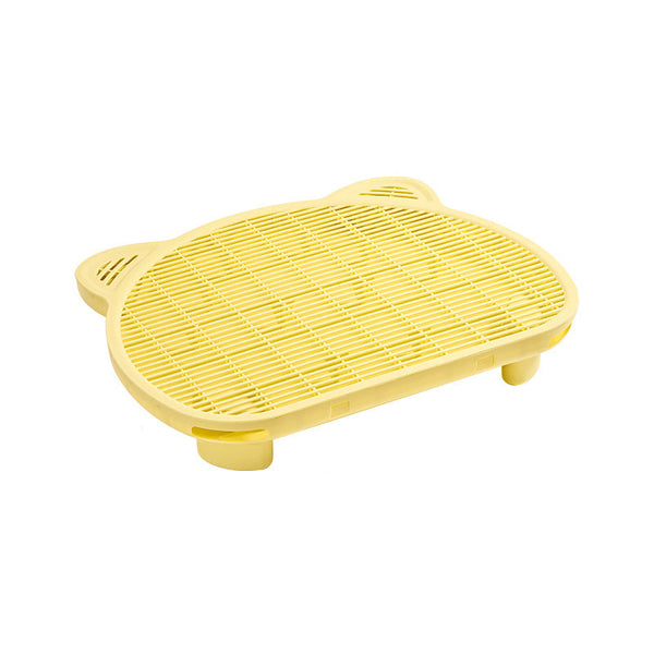 Yellow Elevated Trapping Mat Dual Layer Scatter Control Tray With Grate Cat Litter