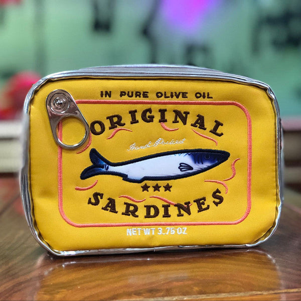Yellow Quirky Sardine Tin Novelty Clutch Fun Pu Leather Makeup & Accessory Pouch Makeup Bags & Cases