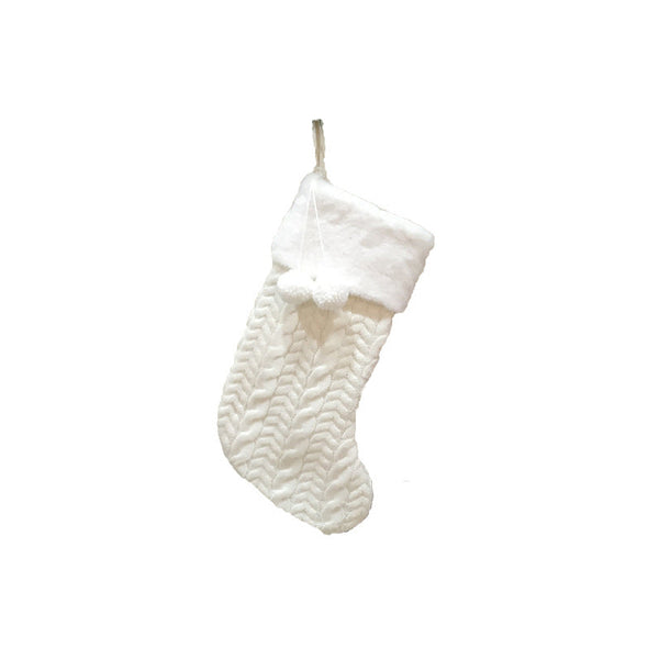 White Large Cable Knit Christmas Stocking Classic 43Cm Holiday Decor For Fireplace Hanging Seasonal Decorations