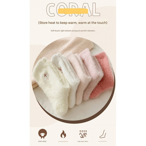 2 Piece Milky Women's Ultra Soft Fuzzy Socks Plush Chenille Thermal Crew With Heart Embroidery Womens Socks