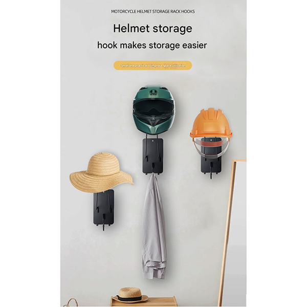 Type Wall Mounted Motorcycle Helmet Holder Heavy Duty Gear Rack With Jacket Hook Coat & Hat Racks