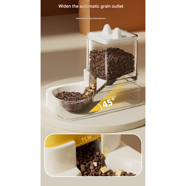 Yellow Automatic Pet Feeder And Water Dispenser Set Large Capacity Gravity Food & Combo For Cats Dogs Dog Automatic Feeders