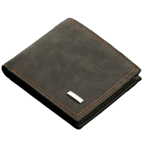 2 Piece Black Men's Vintage Style Bifold Wallet | High Capacity Pu Leather With Removable Card Holder & Zip Coin Pocket Wallets
