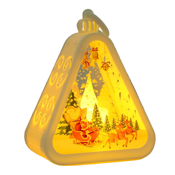 White Elk Charming Christmas Scene Mini Lanterns (Set Of 3) Battery Operated Led Lights For A Cozy Holiday Glow Seasonal Decorations