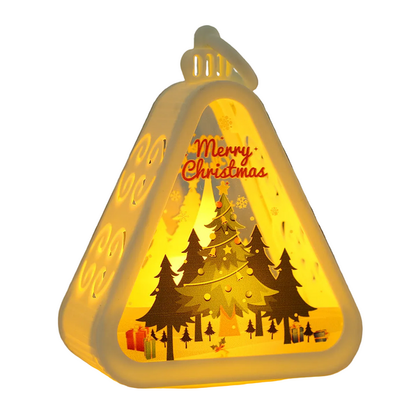 White Christmas Tree Charming Scene Mini Lanterns (Set Of 3) Battery Operated Led Lights For A Cozy Holiday Glow Seasonal Decorations