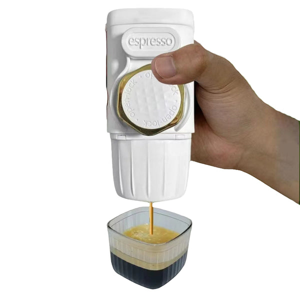 White Hand Press Espresso Machine Compatible With Capsules And Ground Coffee For Home Travel Outdoor Use Espresso & Cappuccino Machines