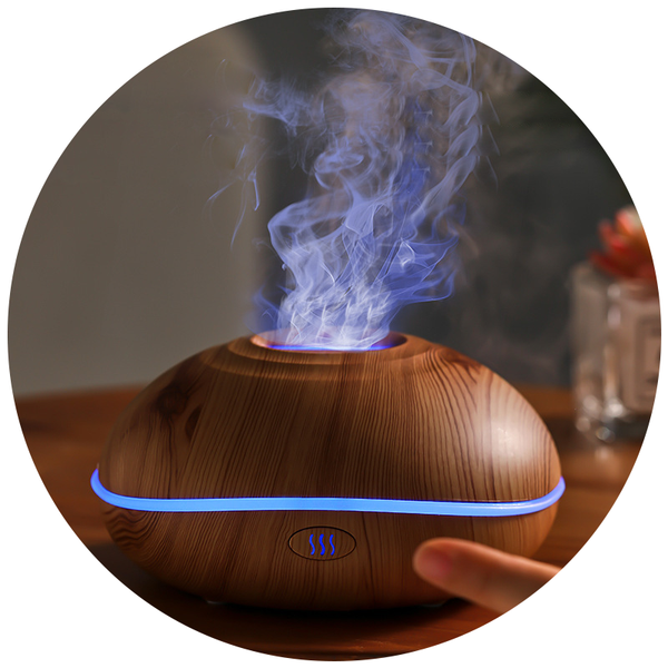 Wood Grain Mini Usb Aromatherapy Diffuser With Flame Projection Portable Humidifier For Home And Car Use Diffusers