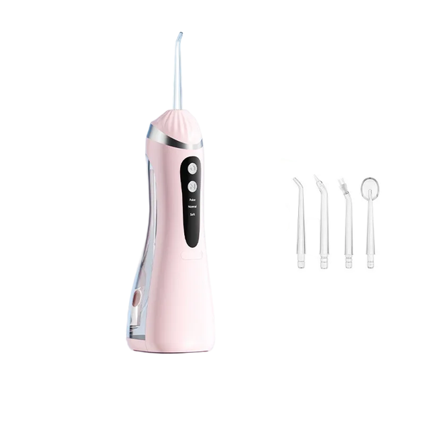 White Cordless Water Flosser & Oral Irrigator Portable Teeth Cleaner With 3 Modes 4 Jet Tips Dental Floss & Flossers