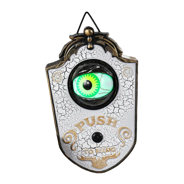 2 Piece White Halloween Animated Eyeball Doorbell Spooky Light Up Prop With Scary Sounds For Party & Decoration Party Decorations