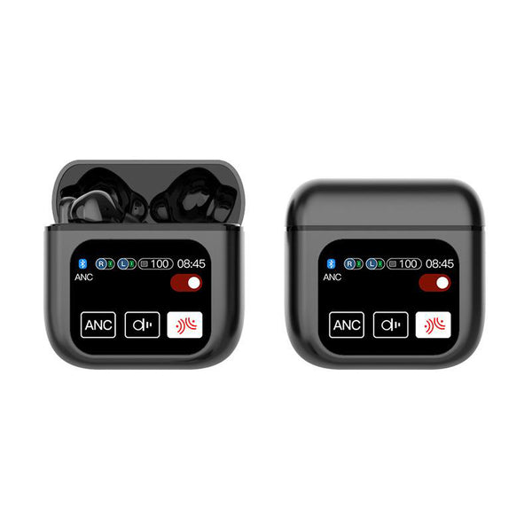 Tws Bluetooth With 1.9 Hd Touch Screen Case Anc/Enc Noise Reduction Black Earbuds