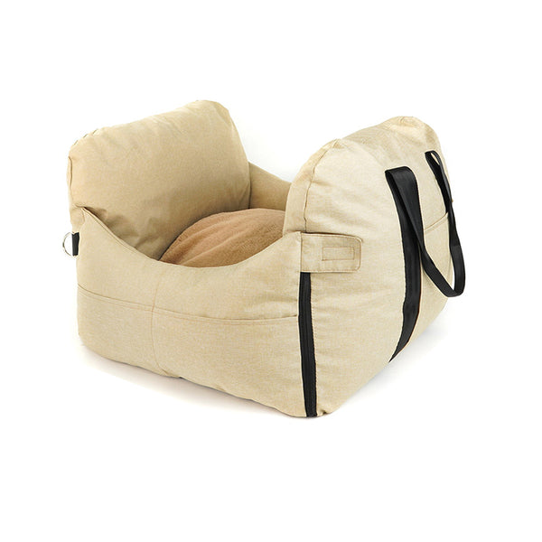 2 In 1 Pet Car Booster Seat And Travel Bed Removable Non Slip For Small Dogs Cats Khaki Pet Beds