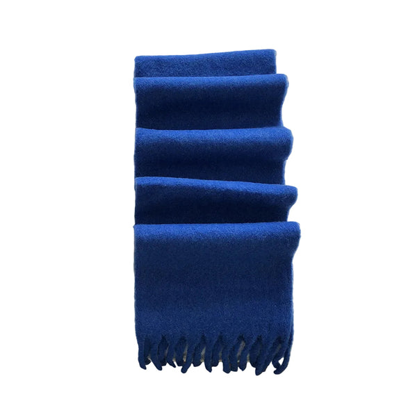 2Pc Luxuriously Soft Winter Scarf With Tassel Fringe Ultra Cozy & Warm Neck Wrap Royal Blue Scarves & Wraps