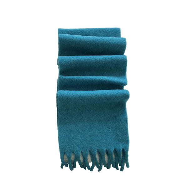 2Pc Luxuriously Soft Winter Scarf With Tassel Fringe Ultra Cozy & Warm Neck Wrap Lake Blue Scarves & Wraps