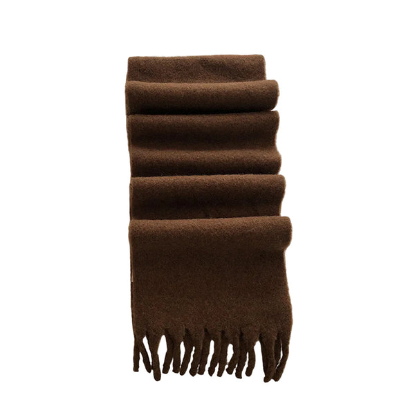 2Pc Luxuriously Soft Winter Scarf With Tassel Fringe Ultra Cozy & Warm Neck Wrap Brown Scarves & Wraps