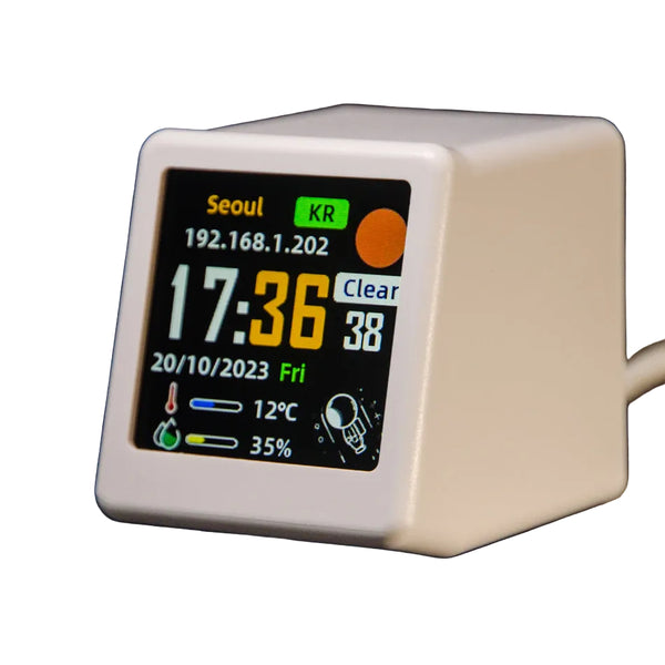 2Pc Mini Smart Wi Fi Weather Station Clock Desktop Digital With Hd Ips Screen Customizable Gif Display & 3 Day Forecast White Alarm Clocks & Clock Rad