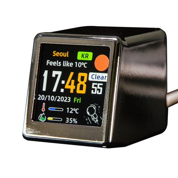 2Pc Mini Smart Wi Fi Weather Station Clock Desktop Digital With Hd Ips Screen Customizable Gif Display & 3 Day Forecast Silver Weather Stations