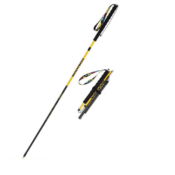 Ultralight Carbon Fiber Foldable Trail Running And Hiking Pole Yellow Recommended Height Range 165 175Cm Walking & Trekking Sticks