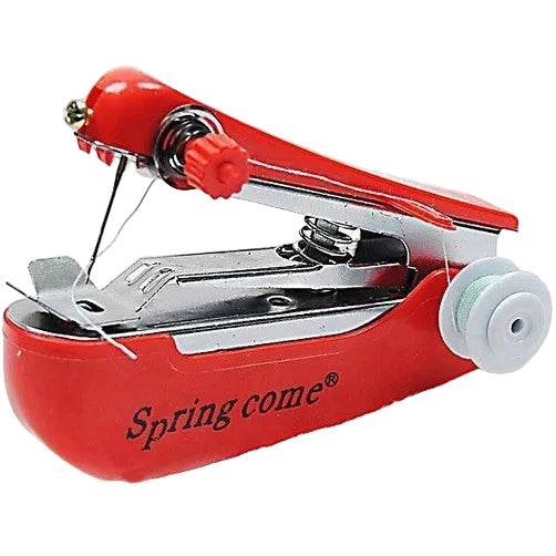 2 Pcs Red Mini Handheld Sewing Machine Manual Stitching Tool For Quick Fabric Repairs Sewing Machines