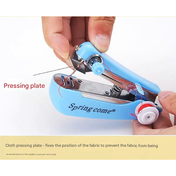 2 Pcs Red Mini Handheld Sewing Machine Manual Stitching Tool For Quick Fabric Repairs Sewing Machines