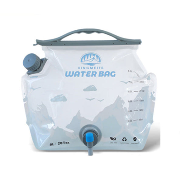 1 Piece Grey 8L Foldable Water Bag Large Capacity Portable Carrier With Spigot For Camping And Outdoors Other Camping Cooking Supplies