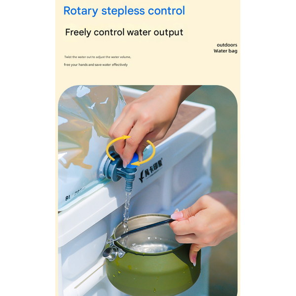 1 Piece Grey 8L Foldable Water Bag Large Capacity Portable Carrier With Spigot For Camping And Outdoors Other Camping Cooking Supplies