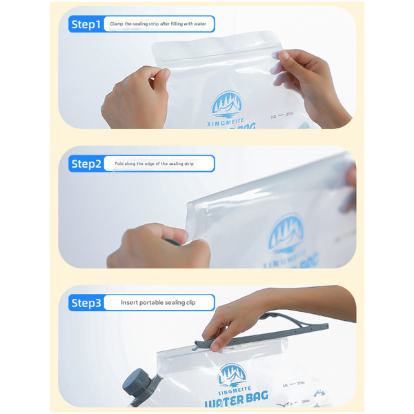 1 Piece Grey 8L Foldable Water Bag Large Capacity Portable Carrier With Spigot For Camping And Outdoors Other Camping Cooking Supplies