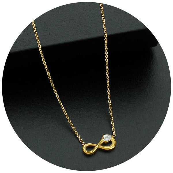 Style 3 Gold Infinity Necklace For Women Dainty Titanium Steel Pendant With Sparkling Cubic Zirconia Necklaces & Pendants