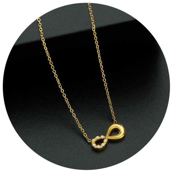 Style 8 Gold Infinity Necklace For Women Dainty Titanium Steel Pendant With Sparkling Cubic Zirconia Necklaces & Pendants