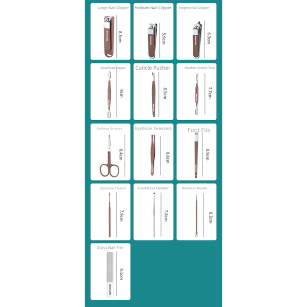 Yellow Premium 13 In 1 Manicure And Grooming Kit Professional Carbon Steel Pedicure Set With Dual Drawer Case Mirror Manicure & Pedicure Tools & Kits