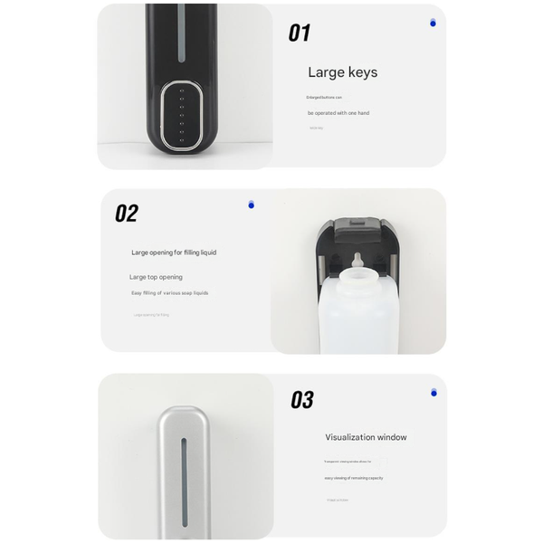 2 Pcs Silver Modern Wall Mounted Press Soap Dispenser 300Ml Refillable Pump For Bathroom & Kitchen Soap Dispensers