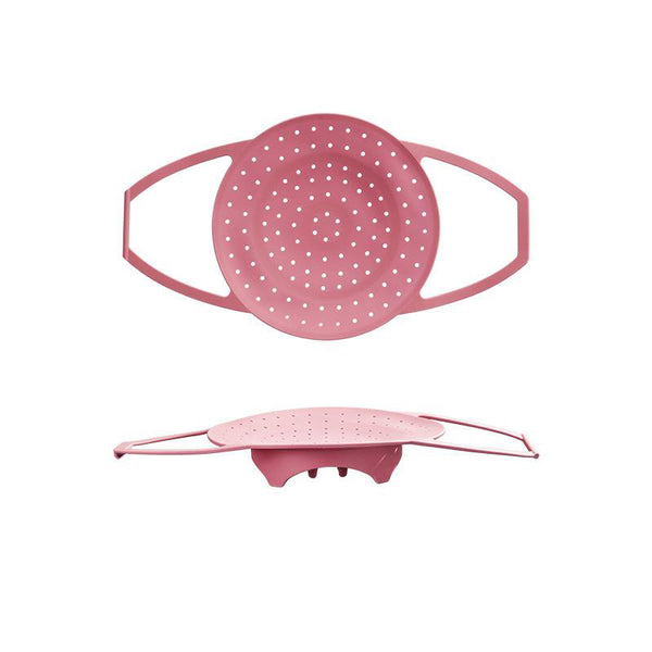 Small Pink Flexible Silicone Steamer Basket With Heat Resistant Handles Food Grade Vegetable Insert For Pots & Pans Steamers