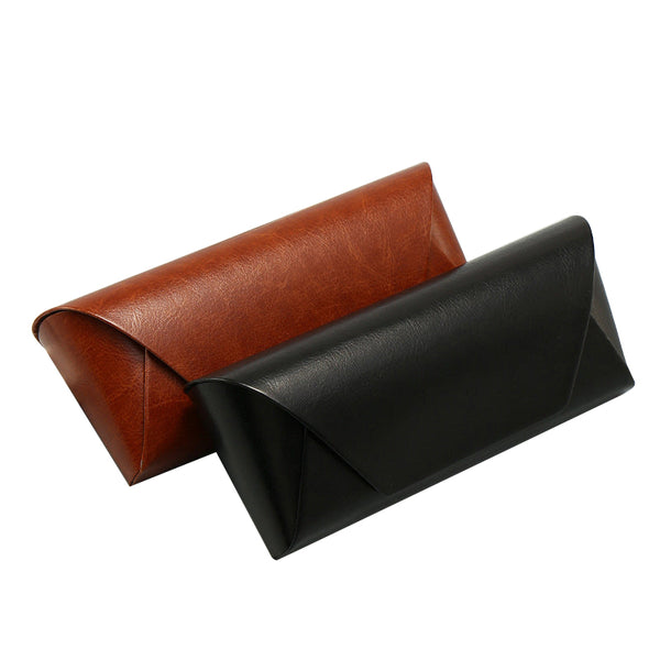 2 Pcs Style Pu Leather Eyewear Case Protective Hard Shell With Soft Lining 1 Brown + Black Eyeglass Cases & Storage