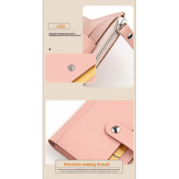 Women's Small Wallet Pu Leather Card Holder With Zipper Coin Pocket Blue Short Purse 9 Slots & Id Window Compact Bifold Design For Ladies Wallets