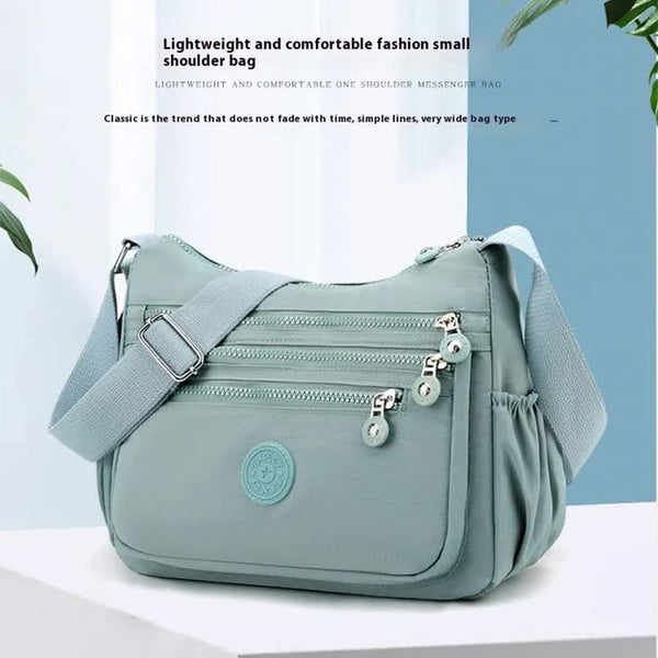 Women's Lightweight Nylon Crossbody Bag Waterproof Multi Pocket Shoulder Purse Travel Messenger Aqua Blue Women's Bags & Handbags
